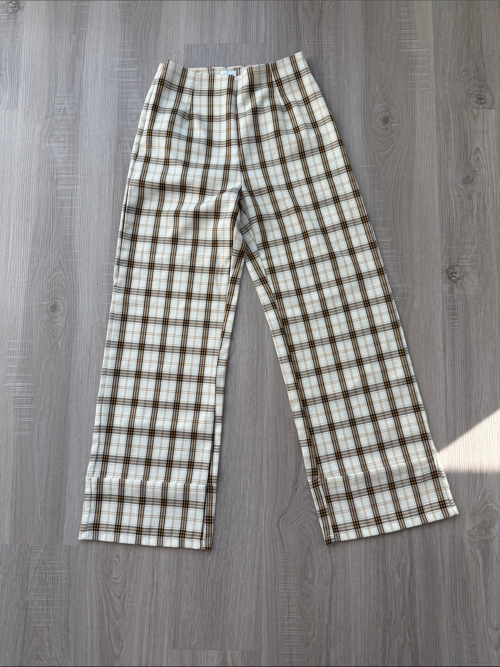 Princess Polly Euros Pants Yellow Check Wide Leg Plaid Women’s Size 4